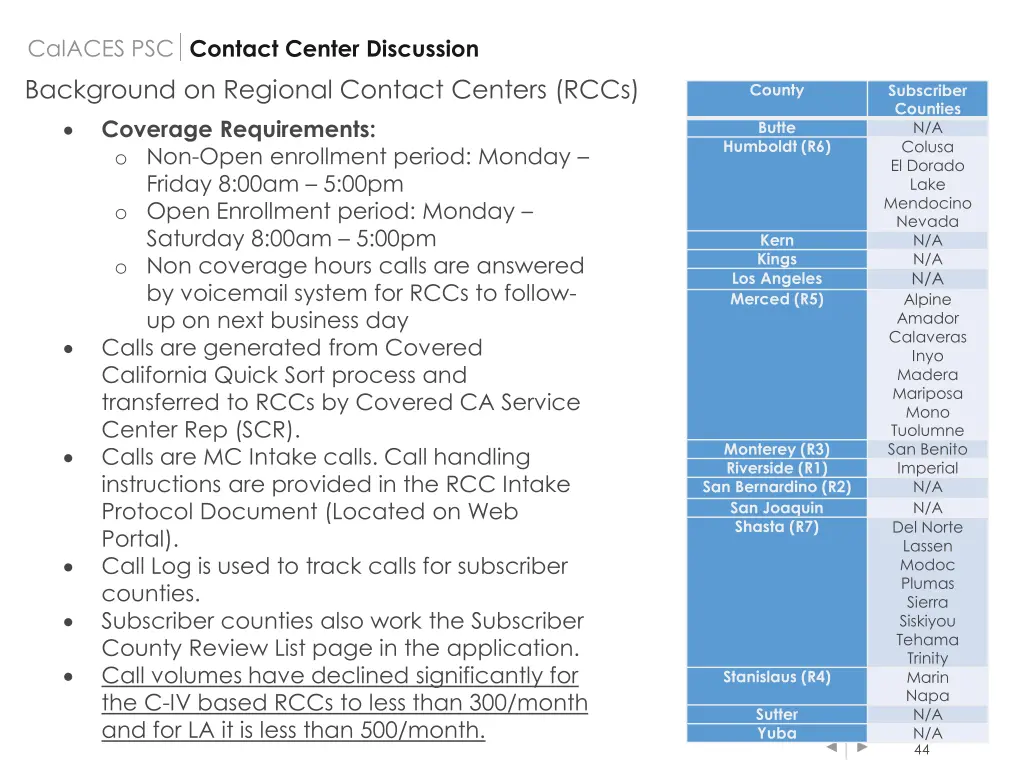 calaces psc contact center discussion background