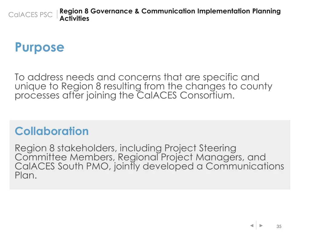 region 8 governance communication implementation 1