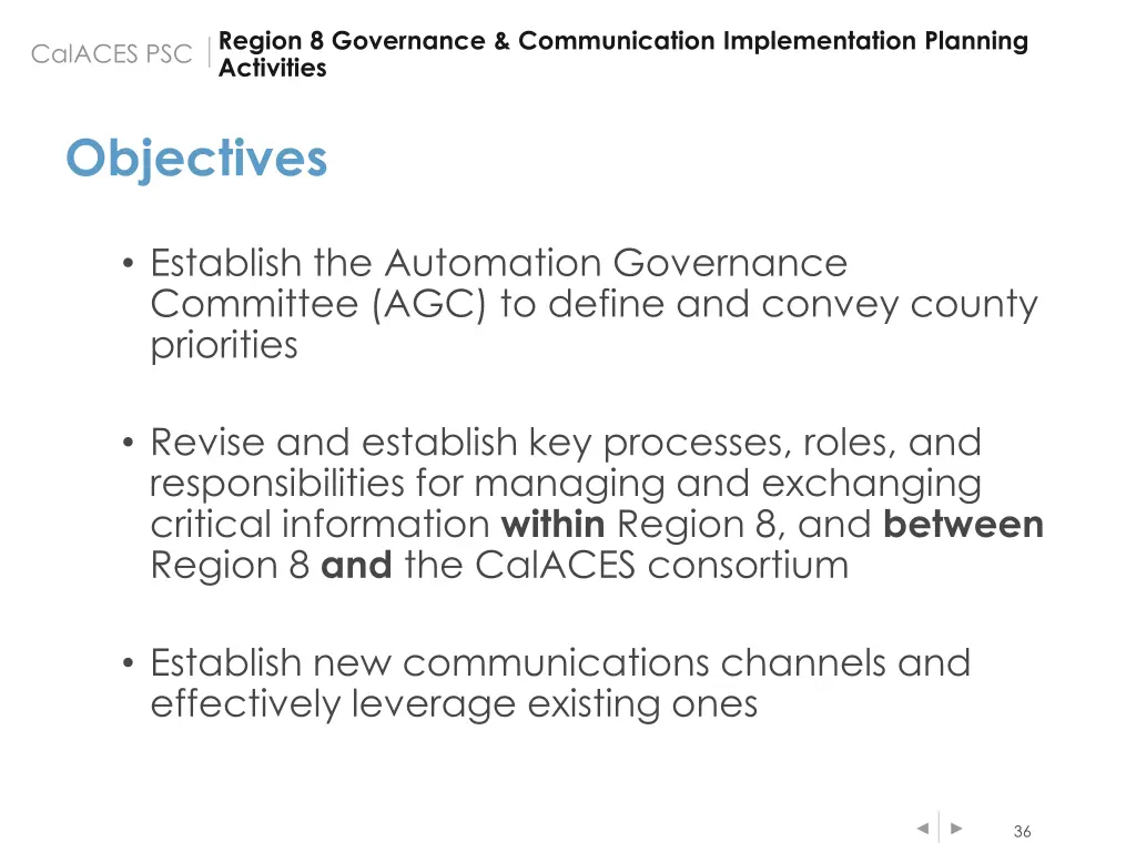 region 8 governance communication implementation 2