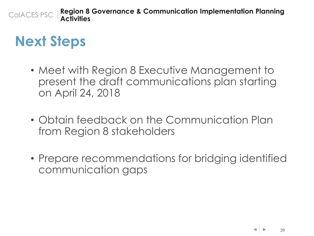 region 8 governance communication implementation 5