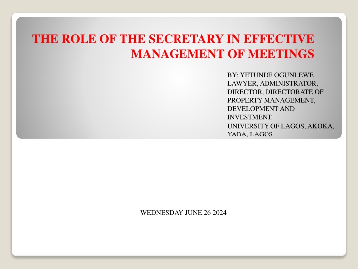 the role of the secretary in effective management