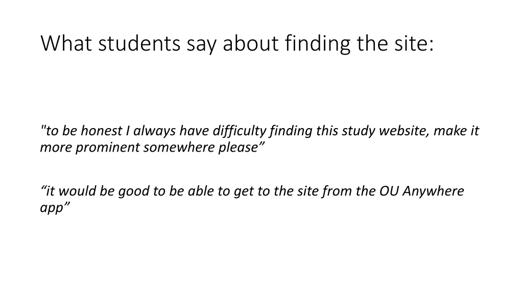 what students say about finding the site