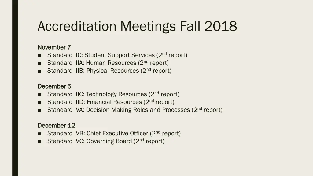 accreditation meetings fall 2018 2