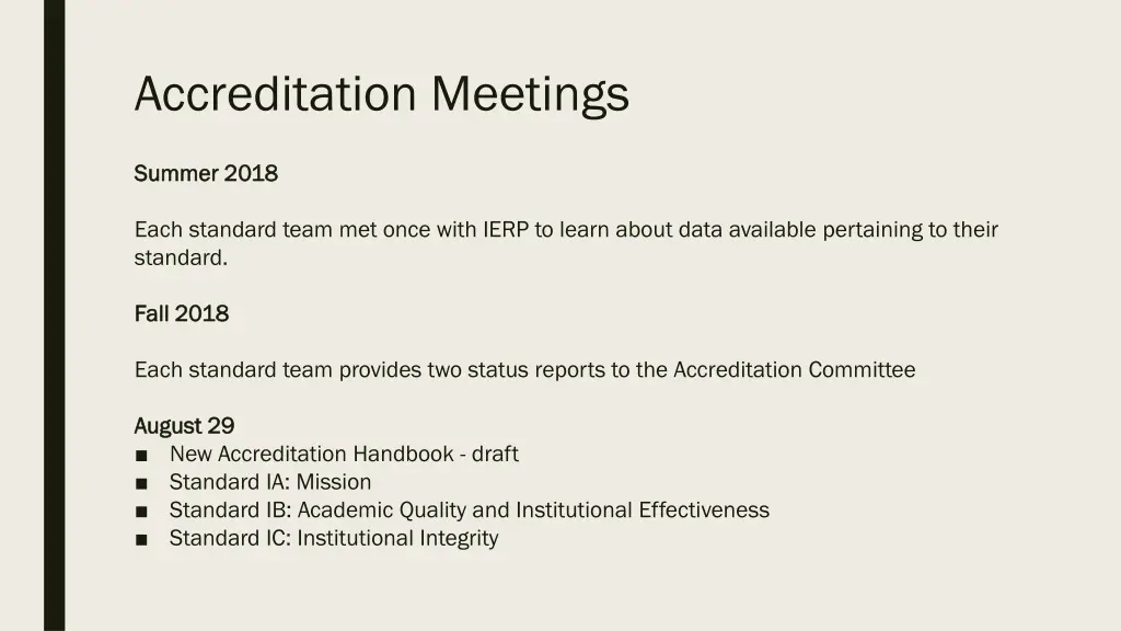 accreditation meetings