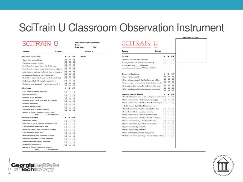 scitrain u classroom observation instrument