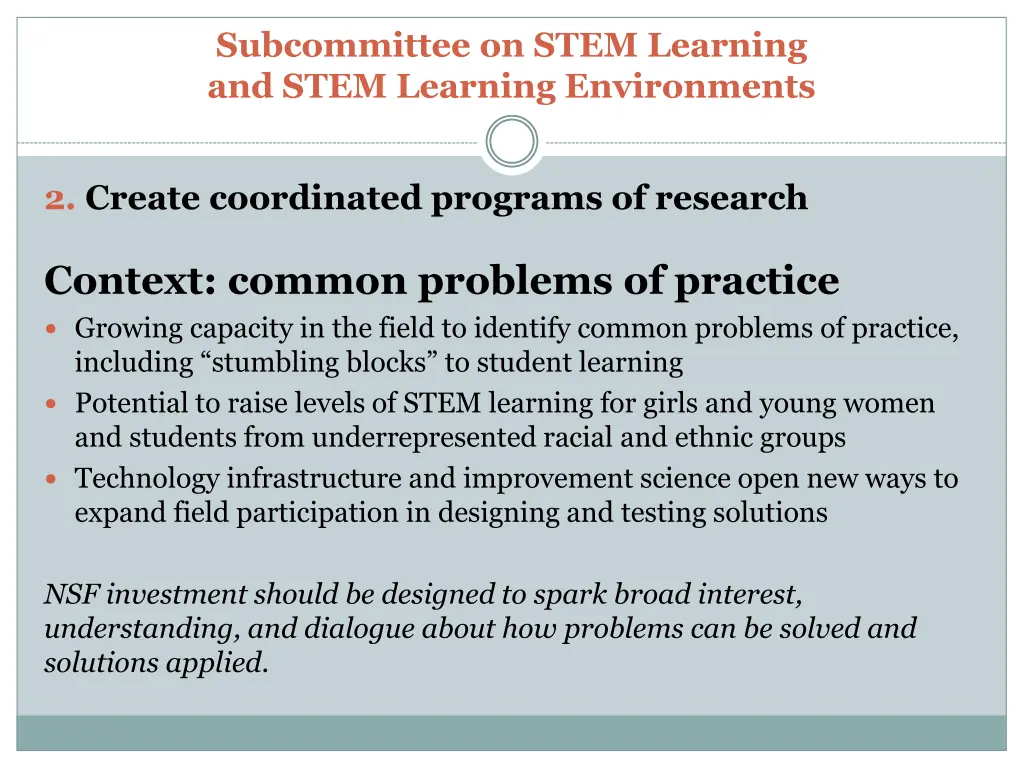 subcommittee on stem learning and stem learning 3