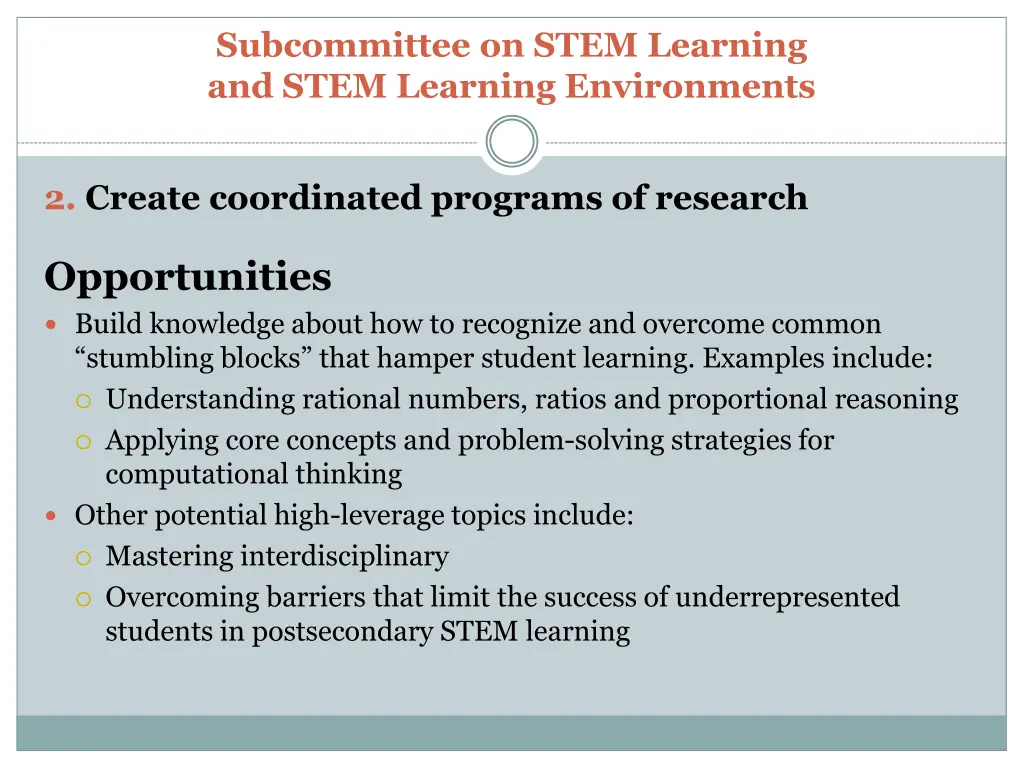 subcommittee on stem learning and stem learning 4