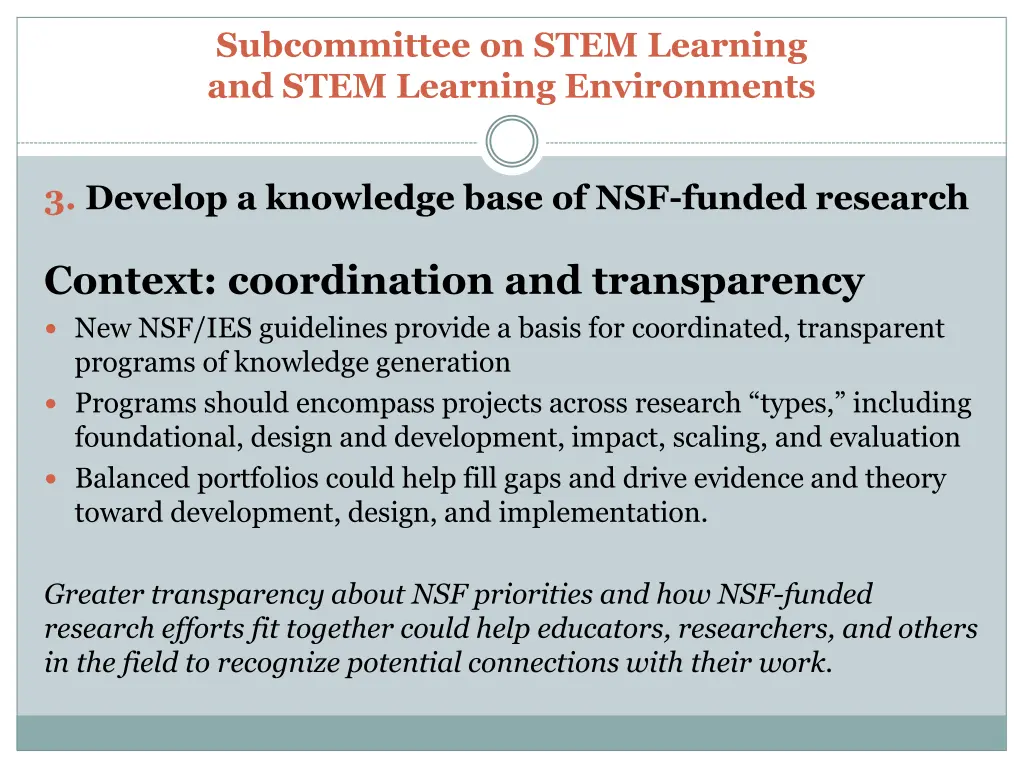 subcommittee on stem learning and stem learning 5