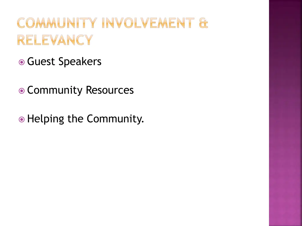 community involvement relevancy