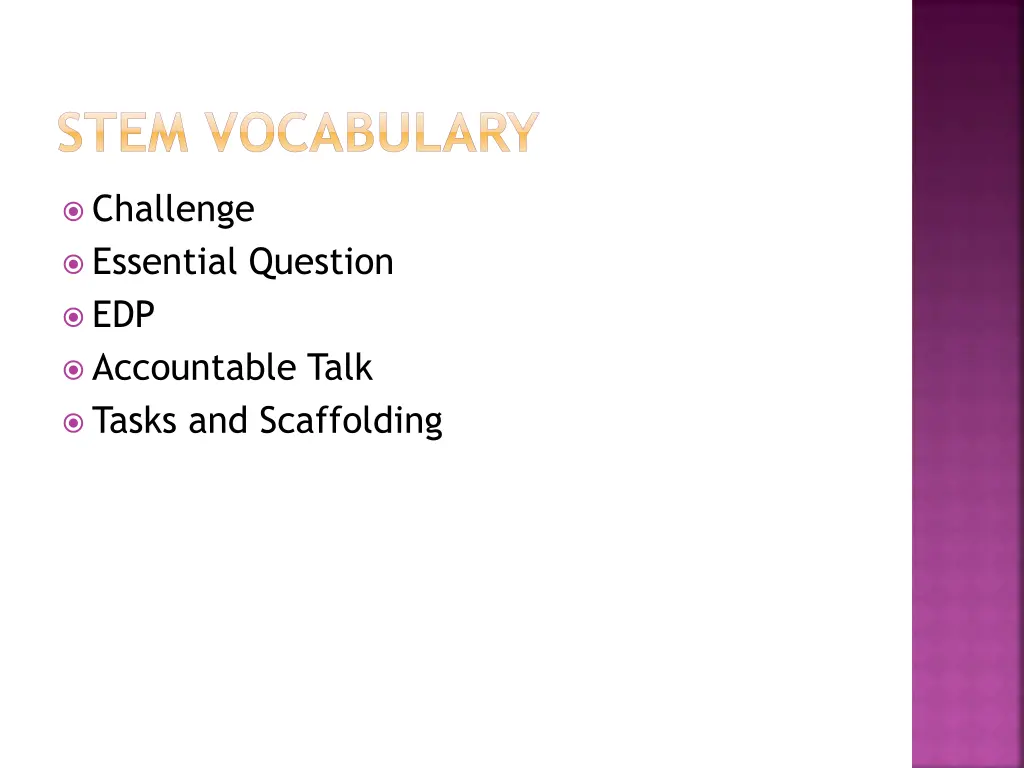 stem vocabulary