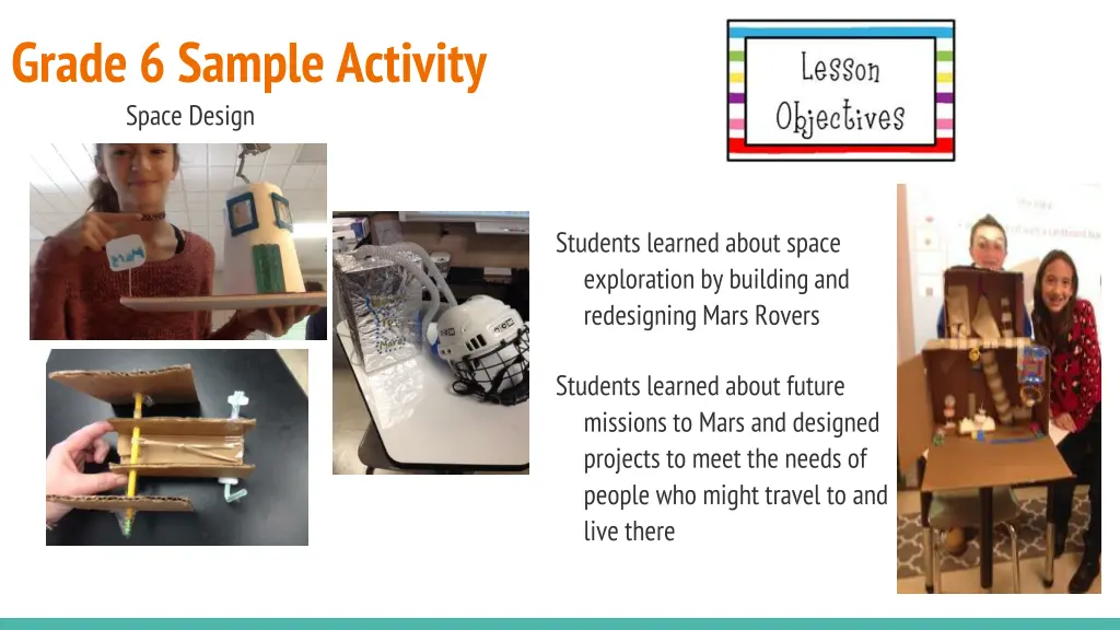 grade 6 sample activity space design