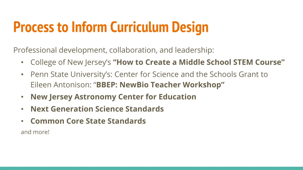 process to inform curriculum design