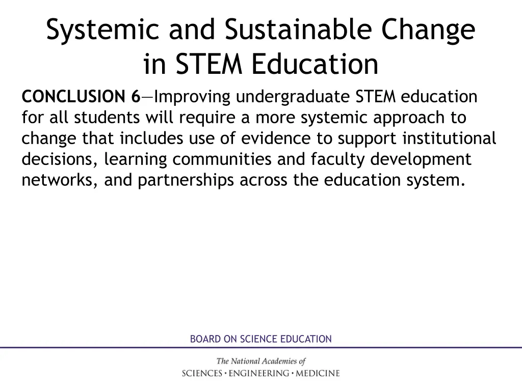 systemic and sustainable change in stem education 1