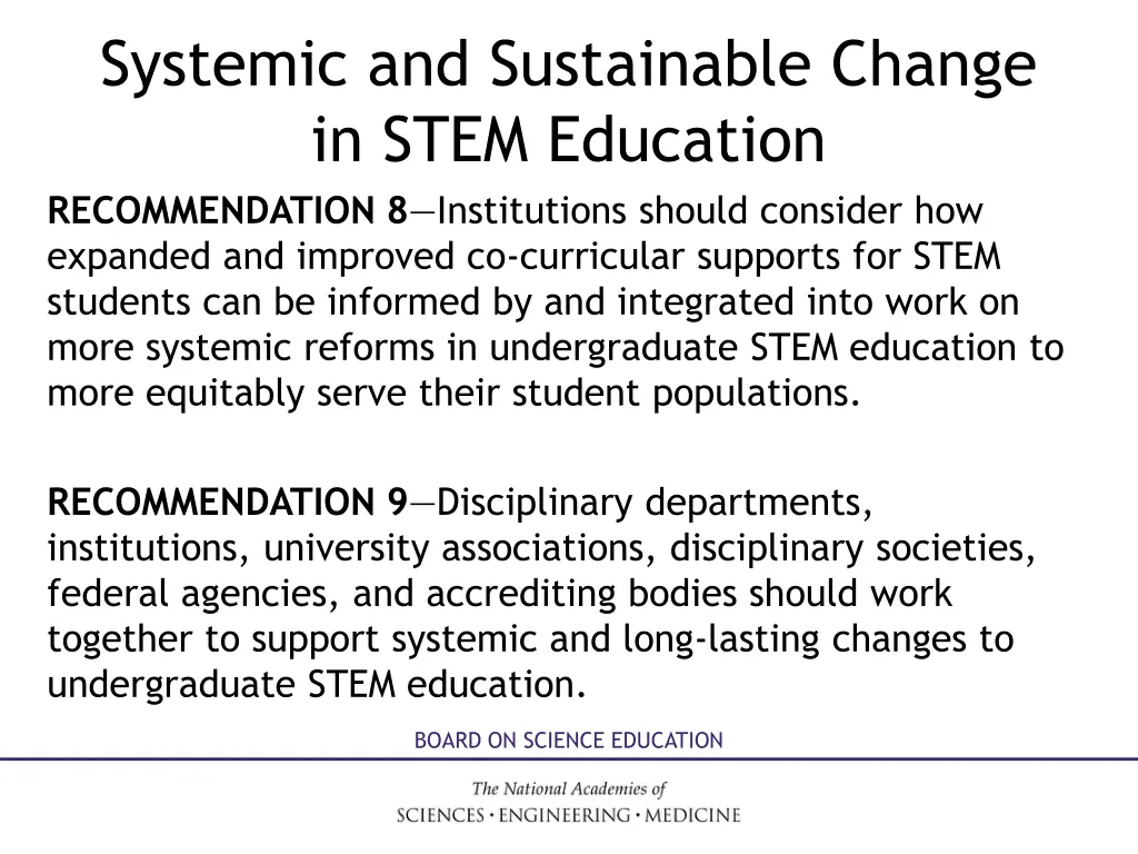 systemic and sustainable change in stem education 2