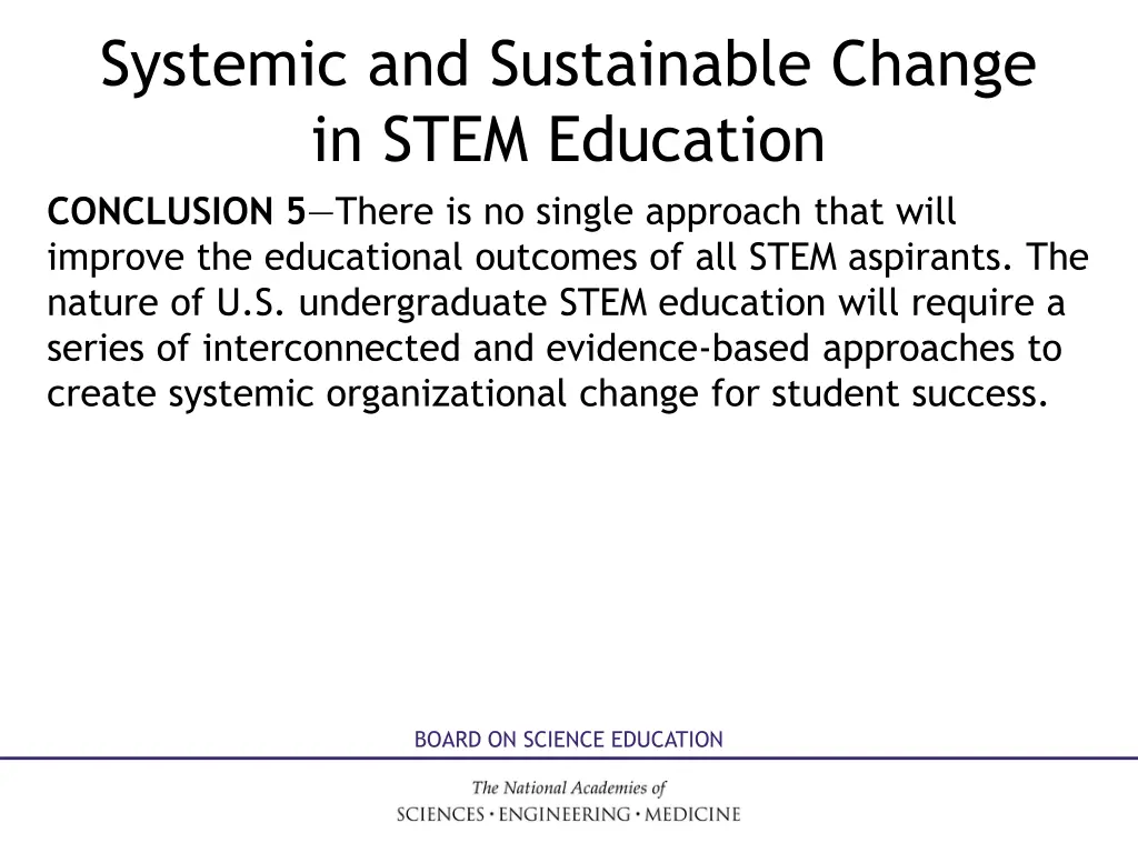 systemic and sustainable change in stem education