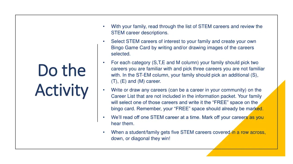 with your family read through the list of stem