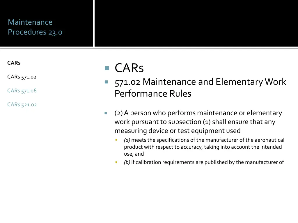 maintenance procedures 23 0 7