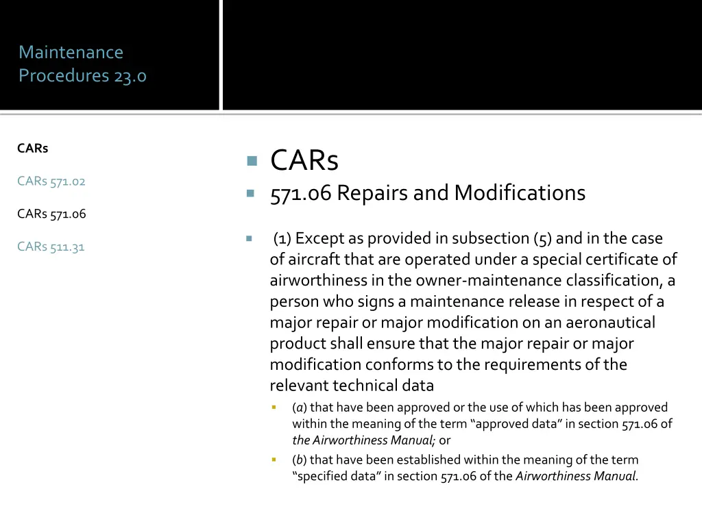 maintenance procedures 23 0 8