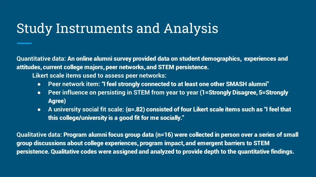 study instruments and analysis