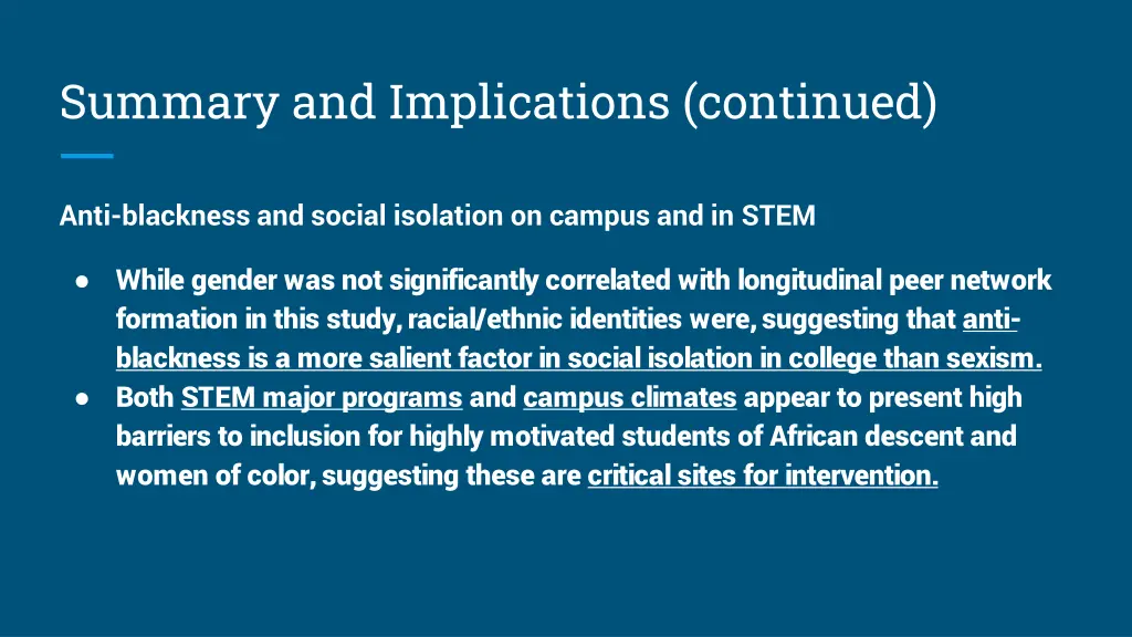 summary and implications continued