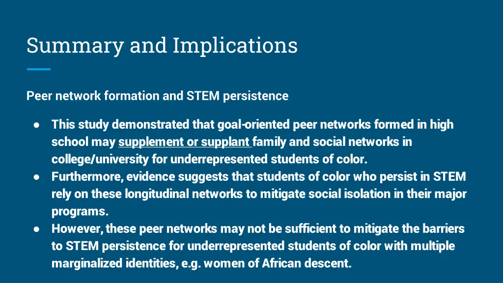 summary and implications