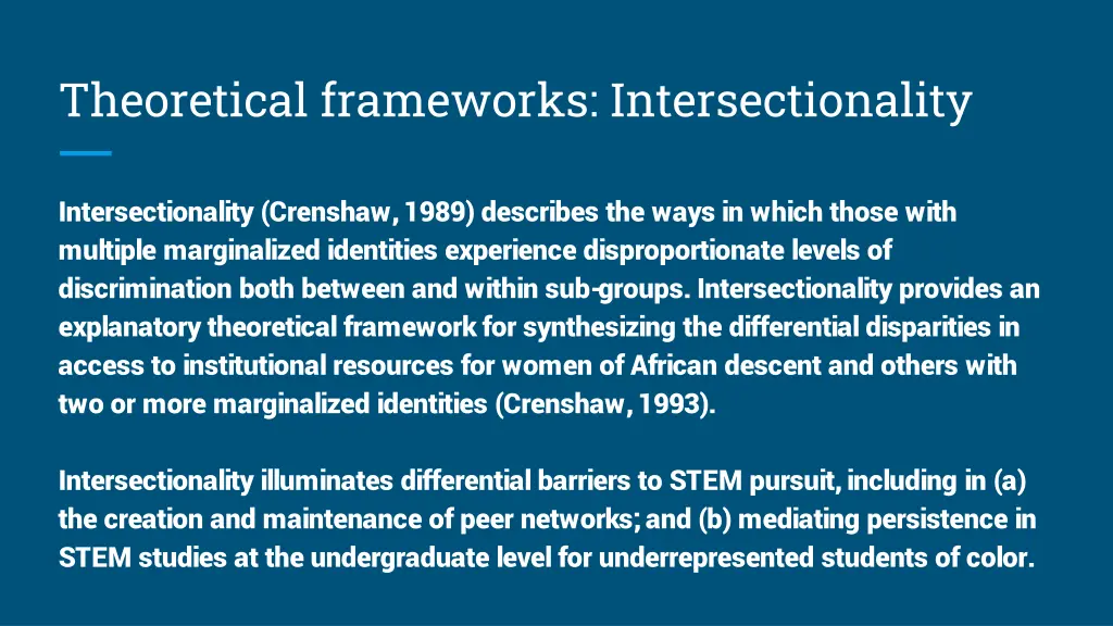 theoretical frameworks intersectionality