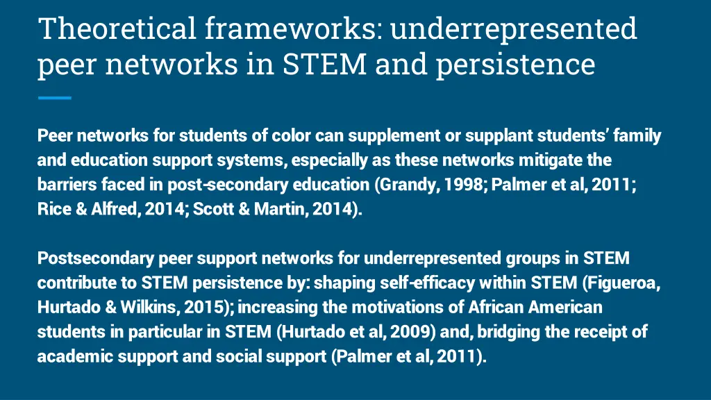 theoretical frameworks underrepresented peer