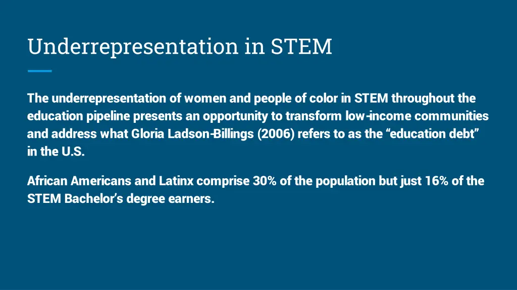 underrepresentation in stem