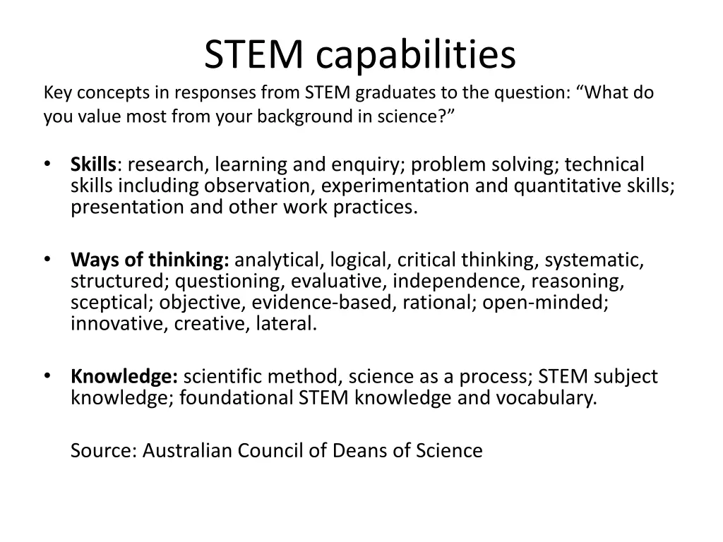 stem capabilities