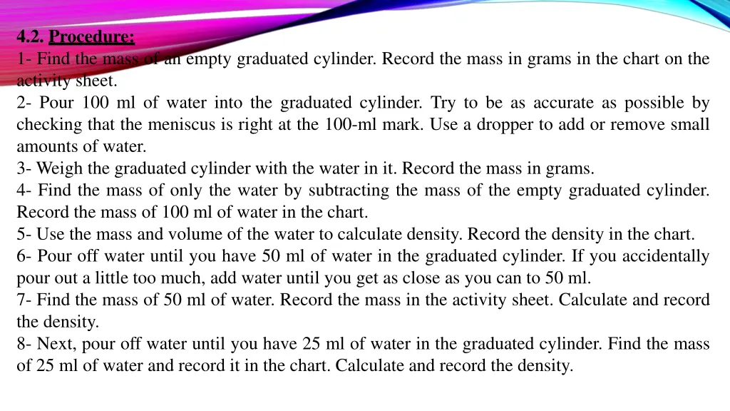 4 2 procedure 1 find the mass of an empty