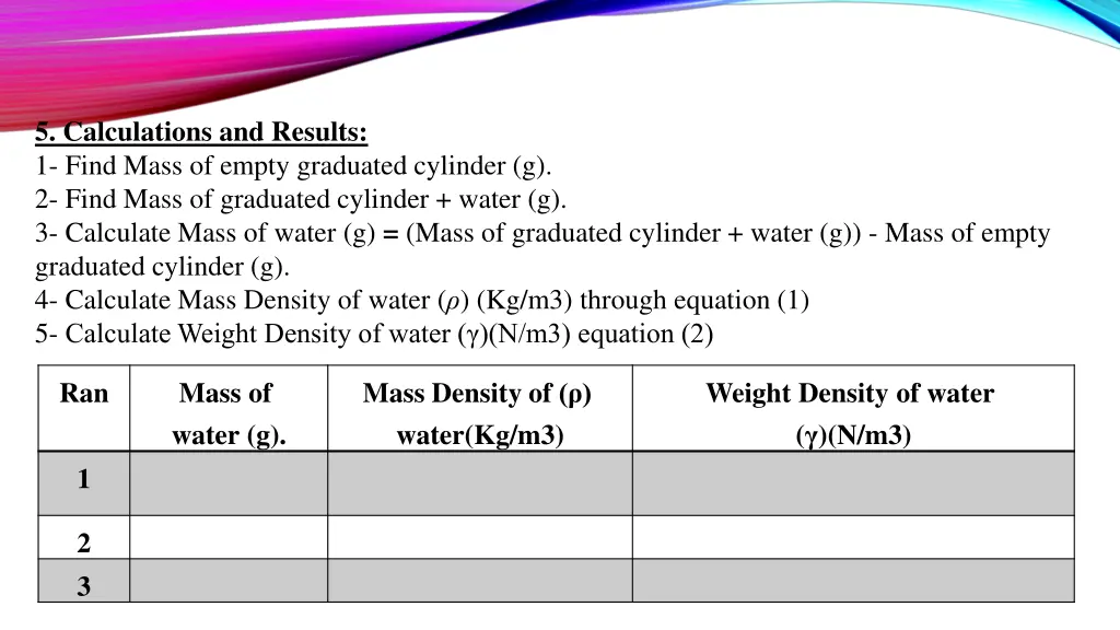 5 calculations and results 1 find mass of empty