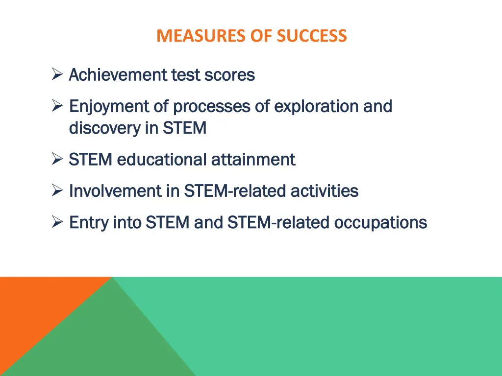 measures of success