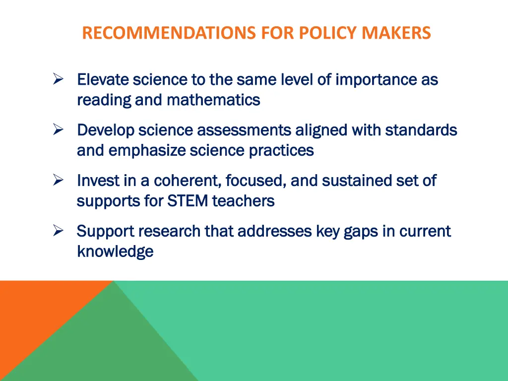 recommendations for policy makers