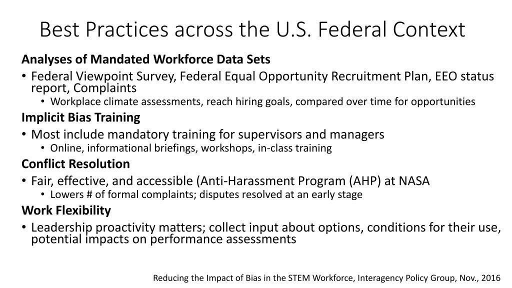 best practices across the u s federal context