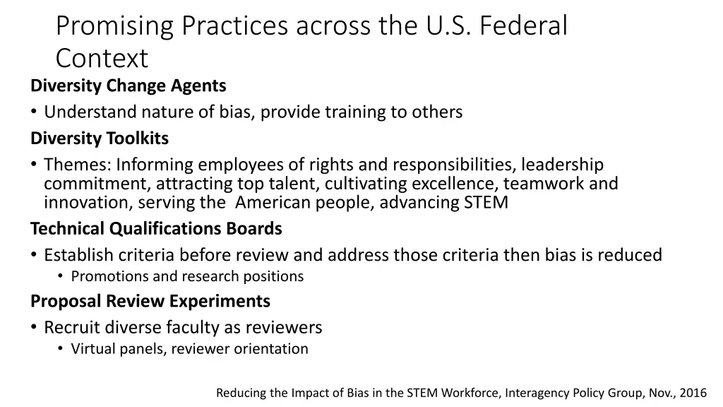 promising practices across the u s federal