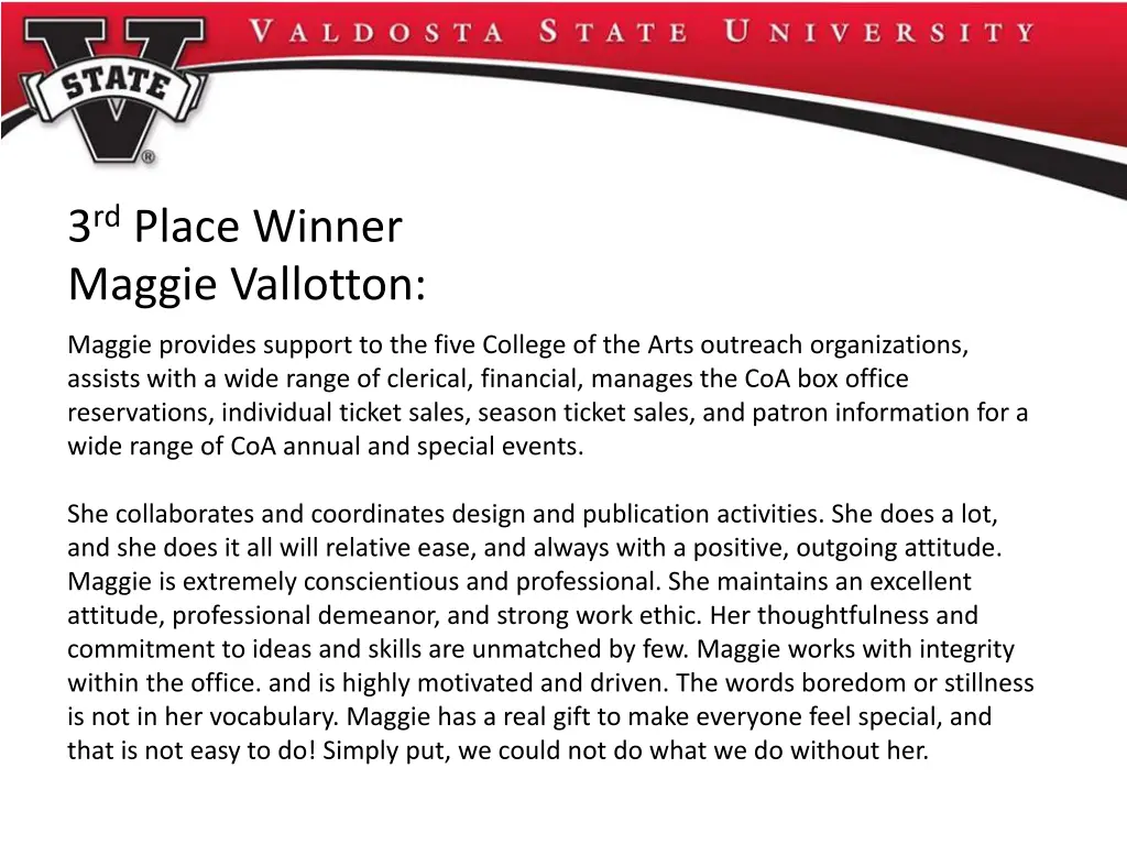 3 rd place winner maggie vallotton