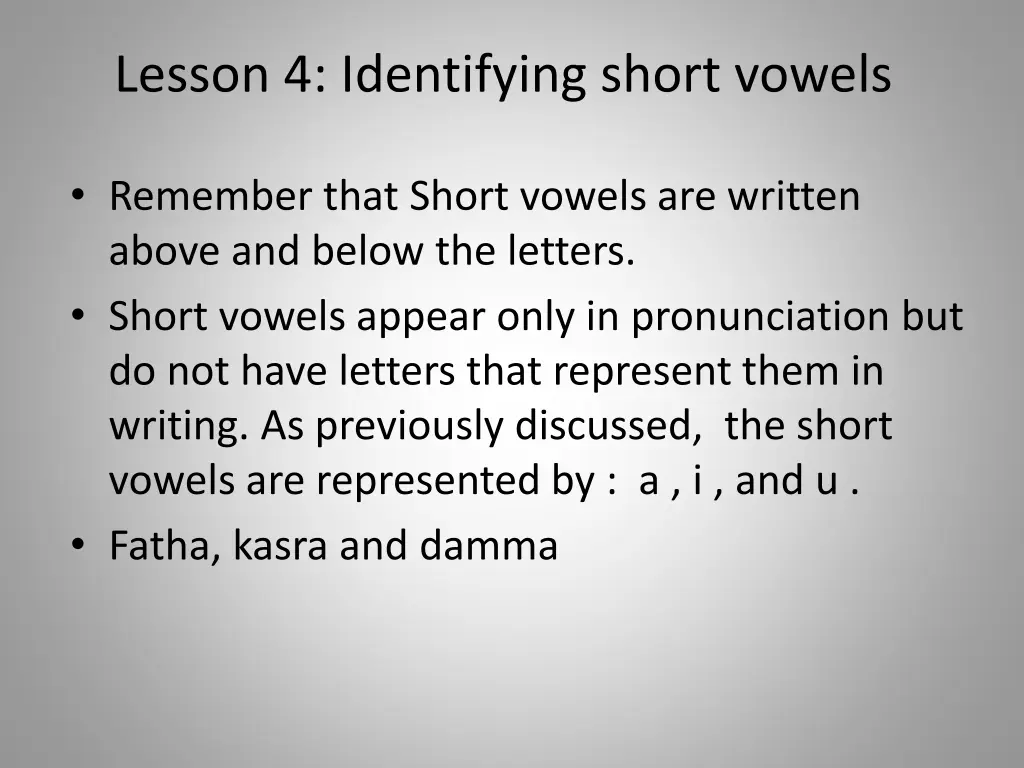 lesson 4 identifying short vowels