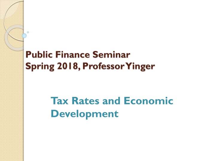 public finance seminar spring 2018 professor