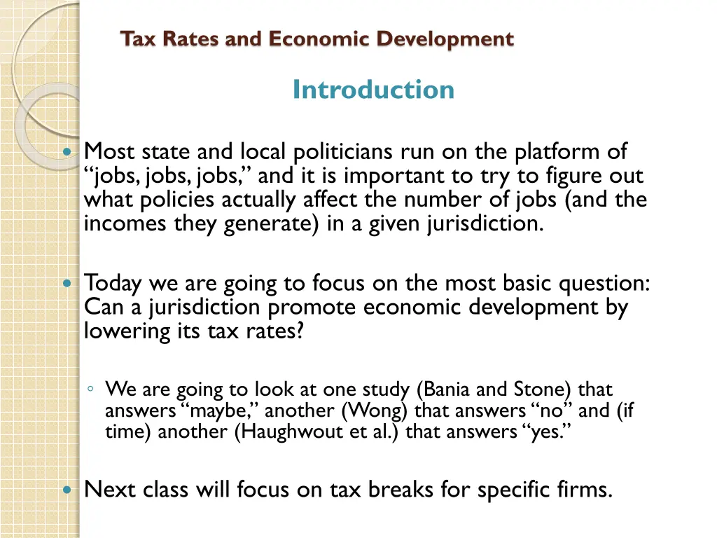 tax rates and economic development 1