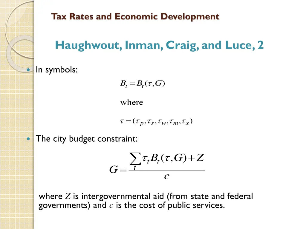 tax rates and economic development 17