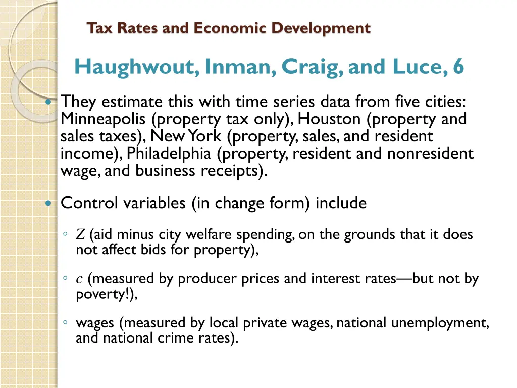 tax rates and economic development 21