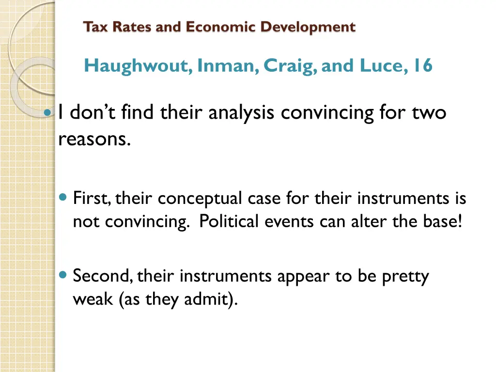 tax rates and economic development 31