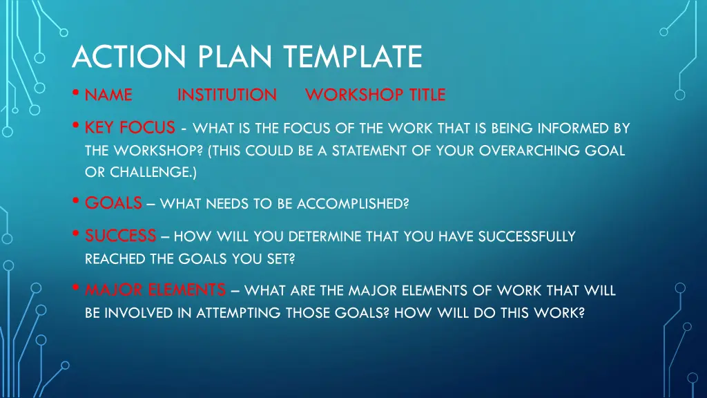 action plan template name institution key focus