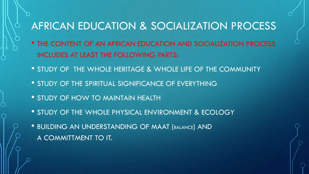 african education socialization process