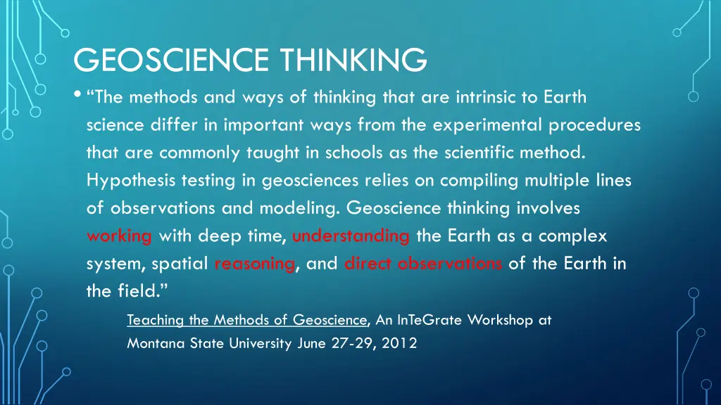 geoscience thinking the methods and ways