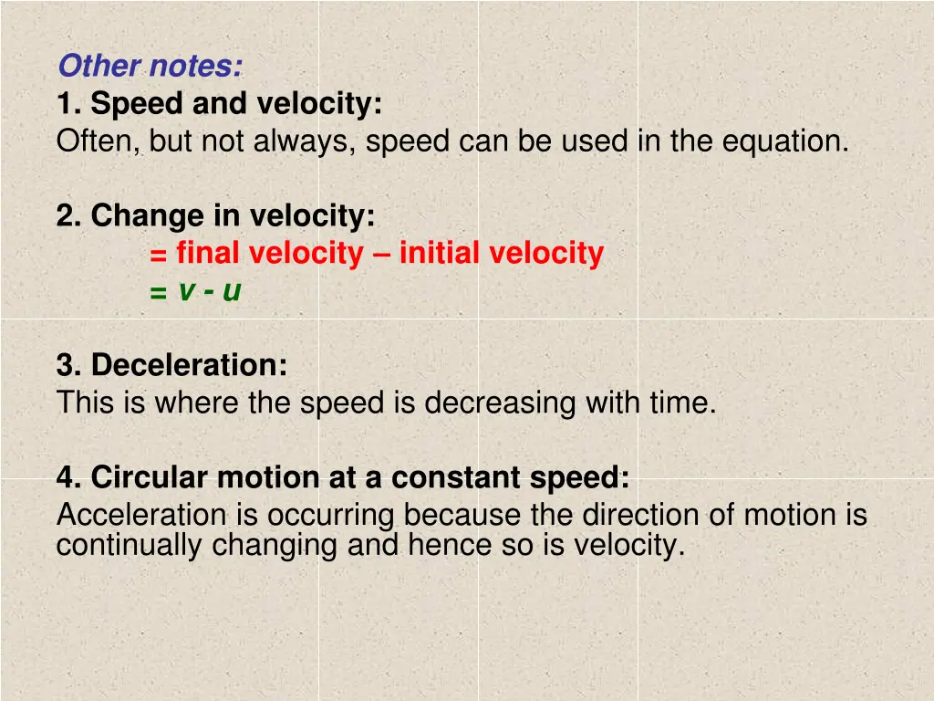 other notes 1 speed and velocity often