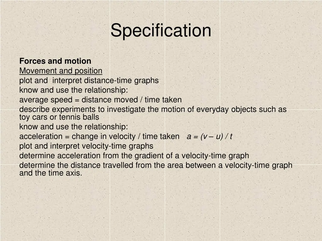 specification