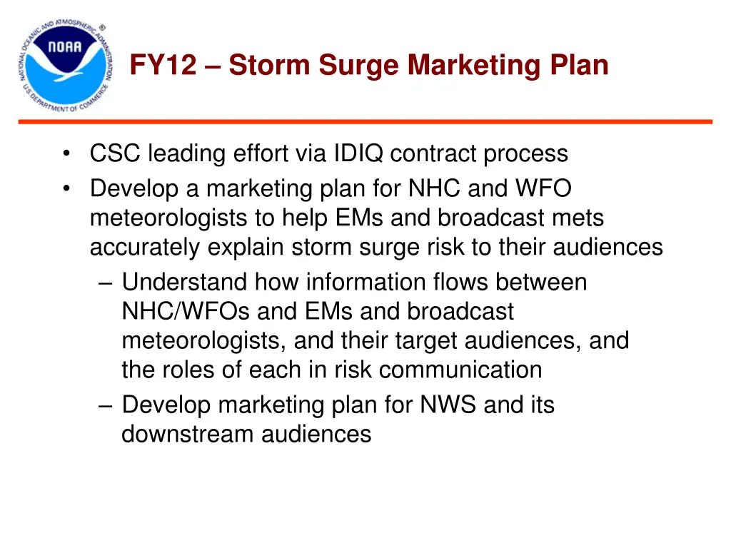 fy12 storm surge marketing plan