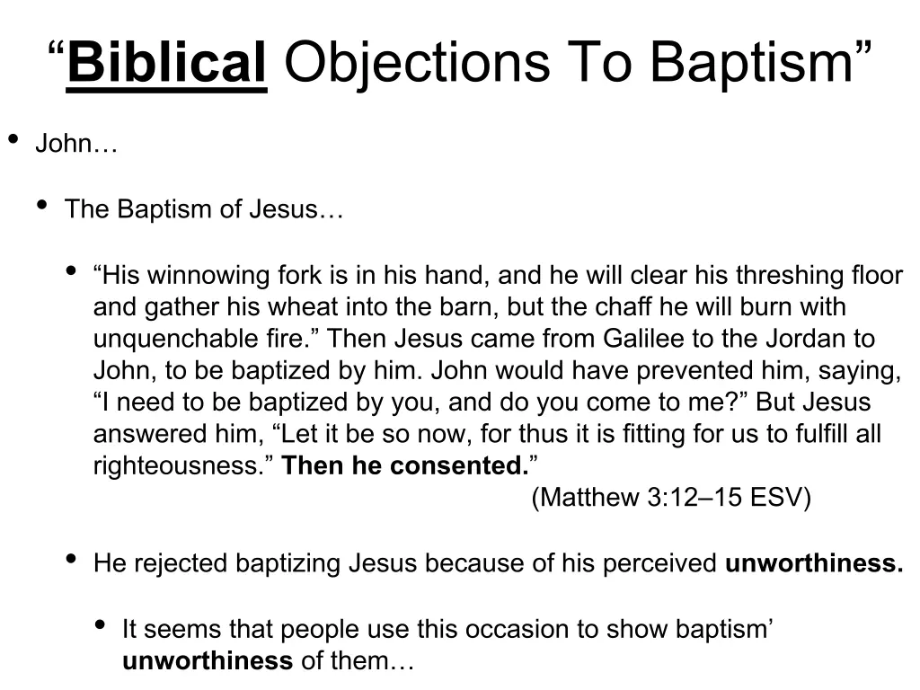 biblical objections to baptism 1