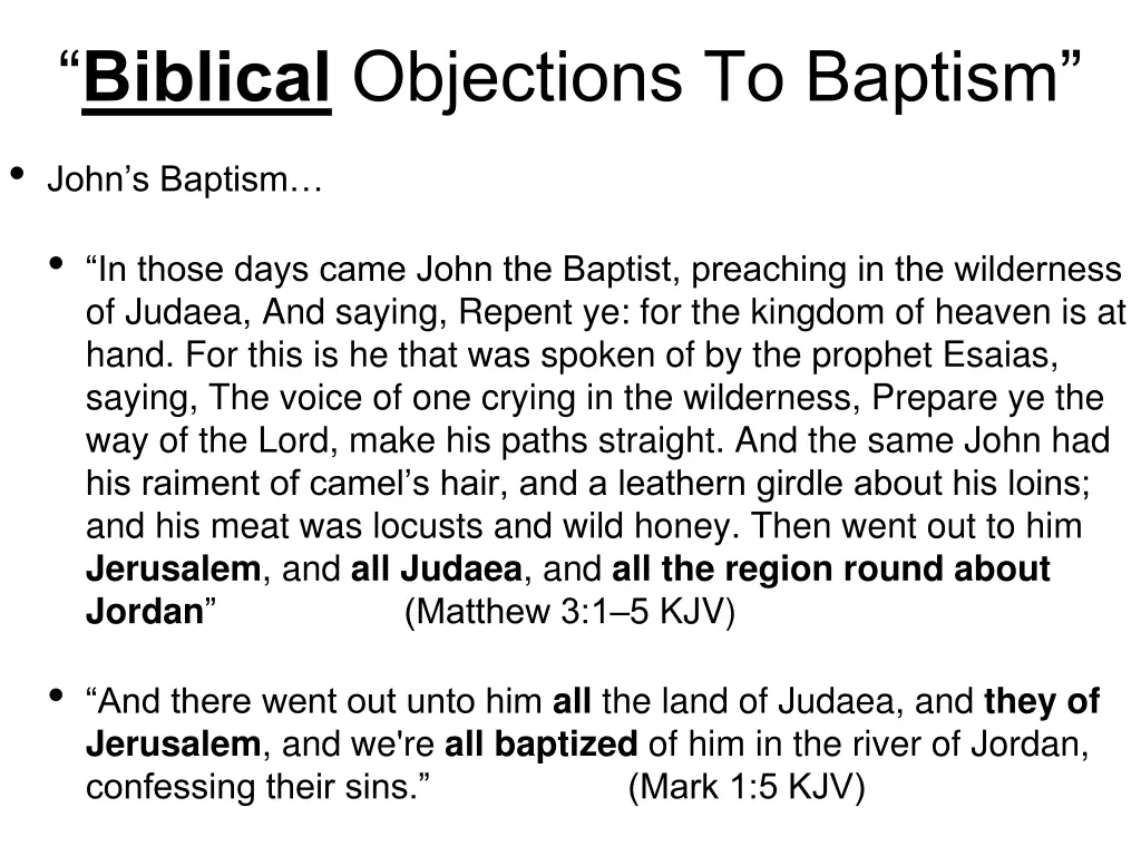 biblical objections to baptism 2